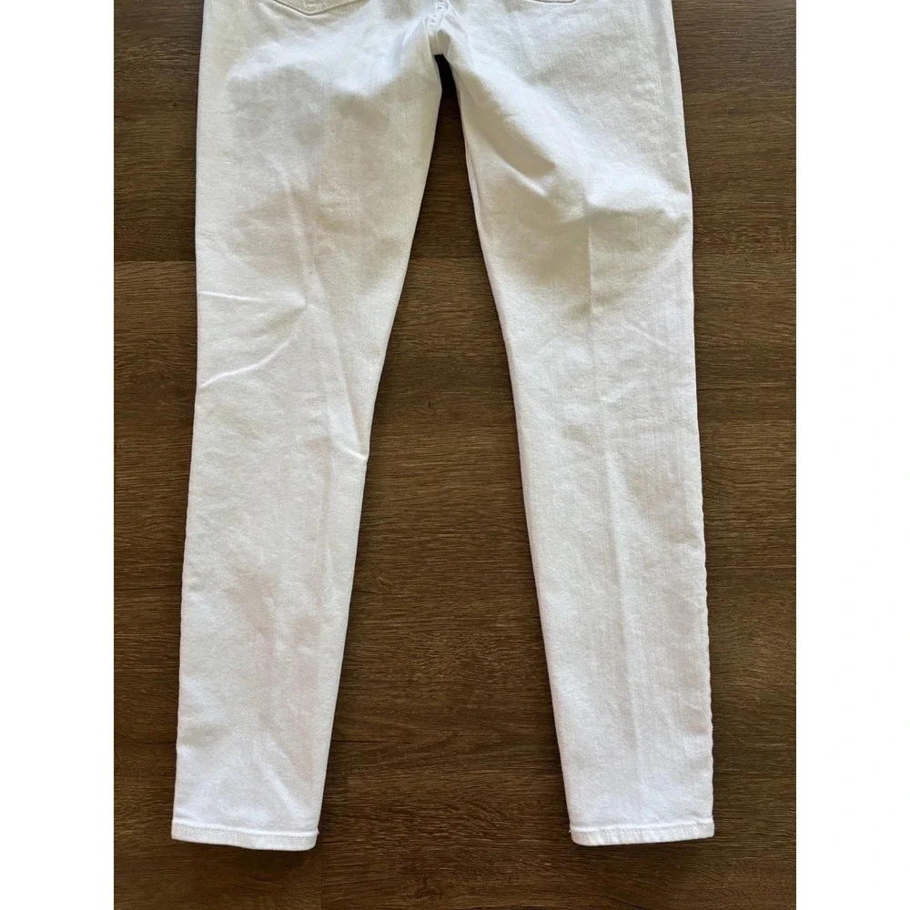 7‎ For All Mankind Women Jeans 28 White High Rise Crop Skinny Stretch Button fly